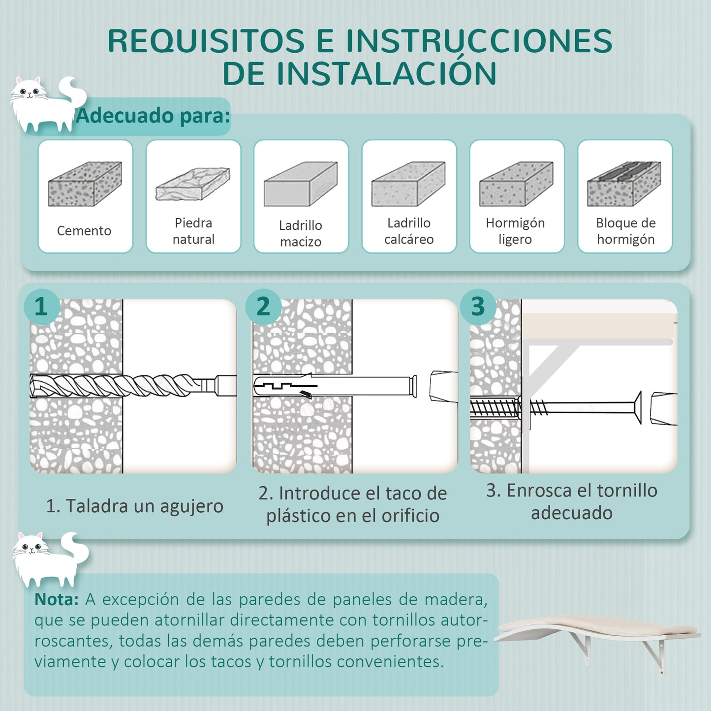 Pawhut Estantes Para Gatos De Pared De 3 Piezas Con Caseta Plataformas Hamaca_5