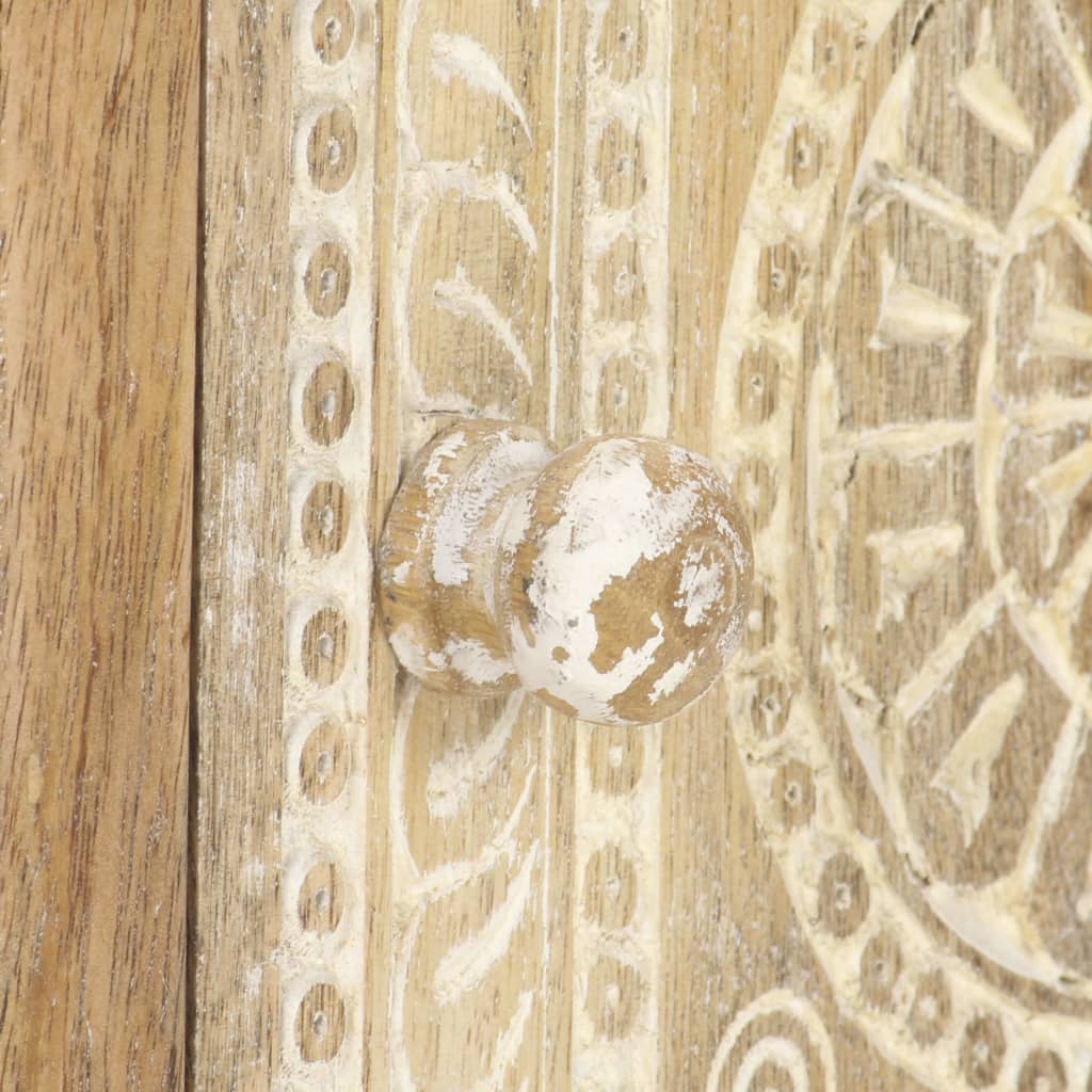 Mesa De Centro De Madera Maciza De Mango 90x50x35 Cm_4
