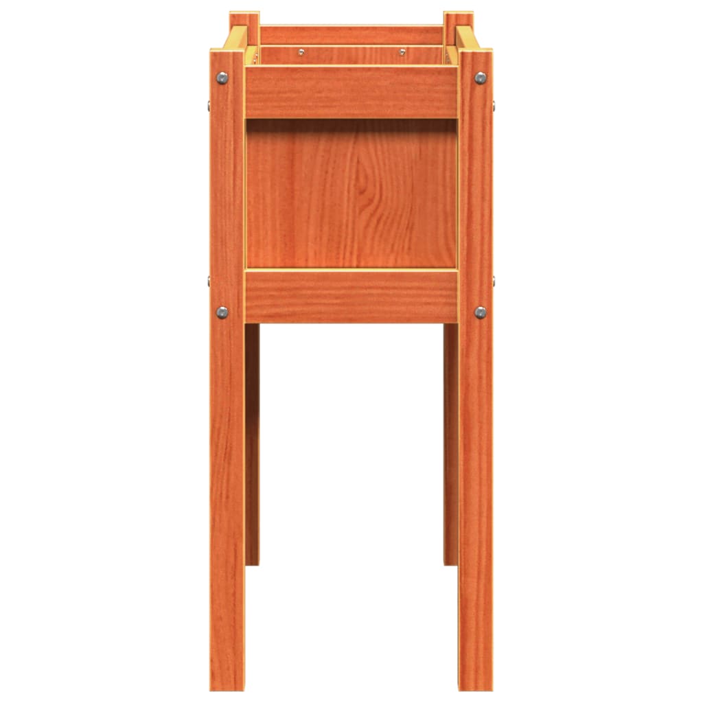 Jardinera Con Patas Madera Maciza Pino Marrón Cera 70x31x70 Cm_5