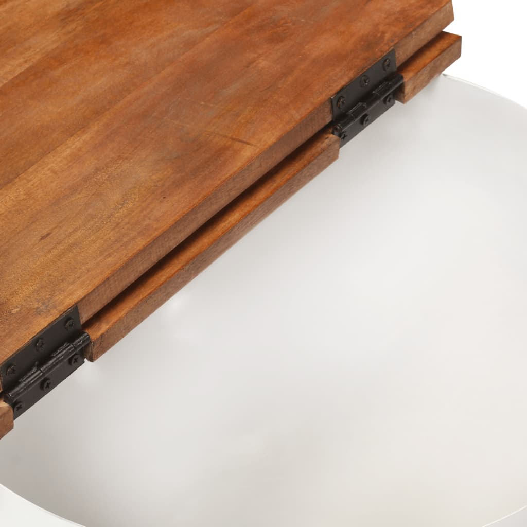 Mesa De Centro De Madera Maciza Reciclada Blanca 50x27 Cm_4