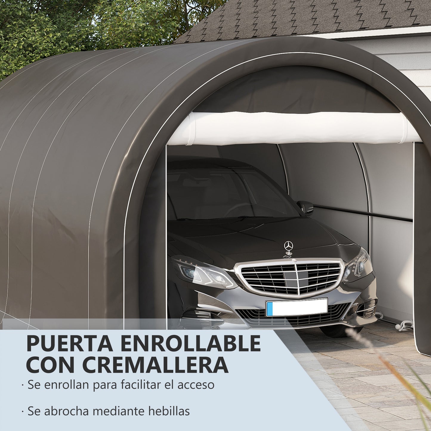 Outsunny Garaje Exterior Para Coche 5x3 M Carpa Garaje Para Coche Gris_5