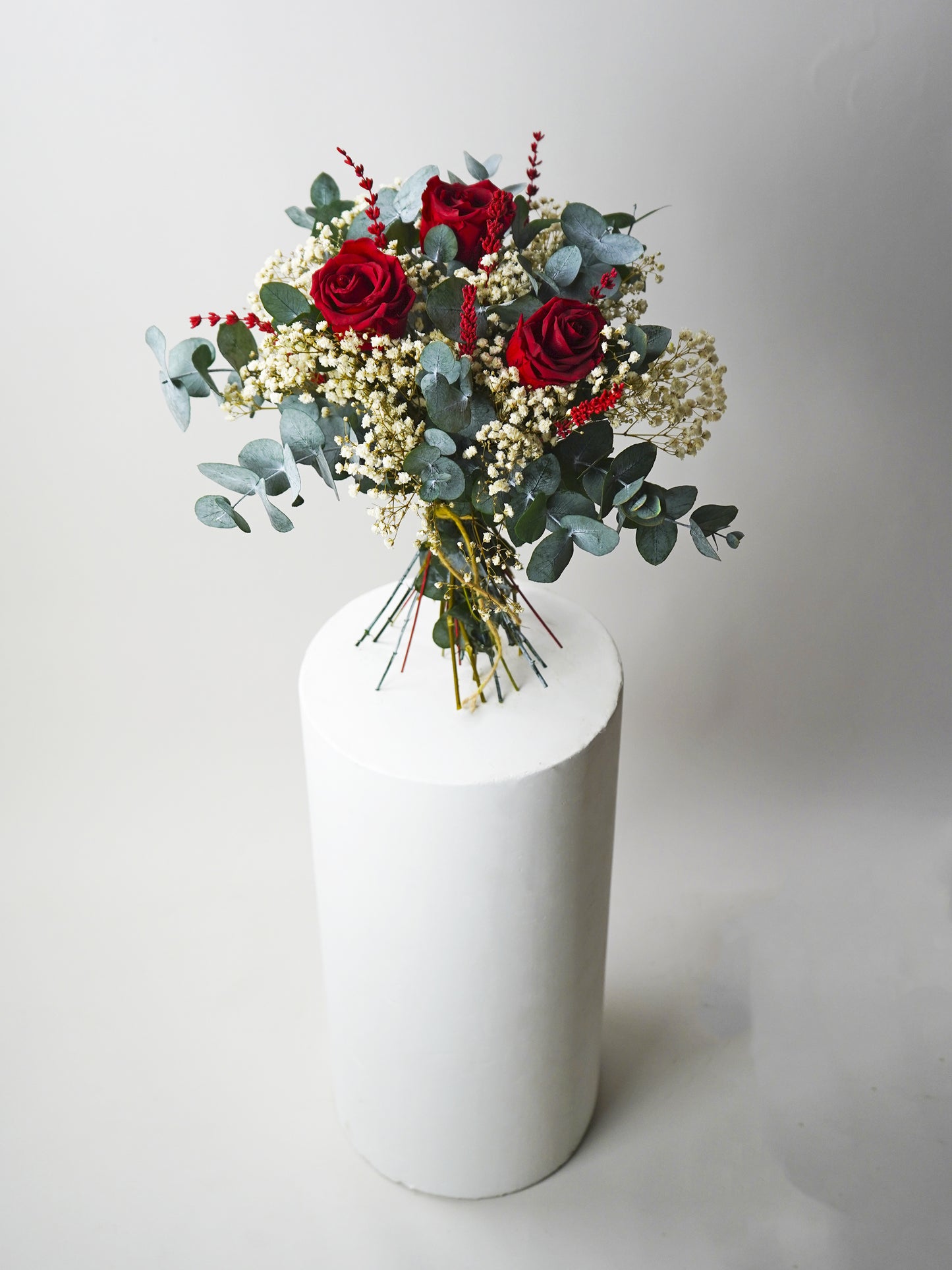 Ramo 3 Rosas Rojas Eternas - Flores Secas Y Preservadas