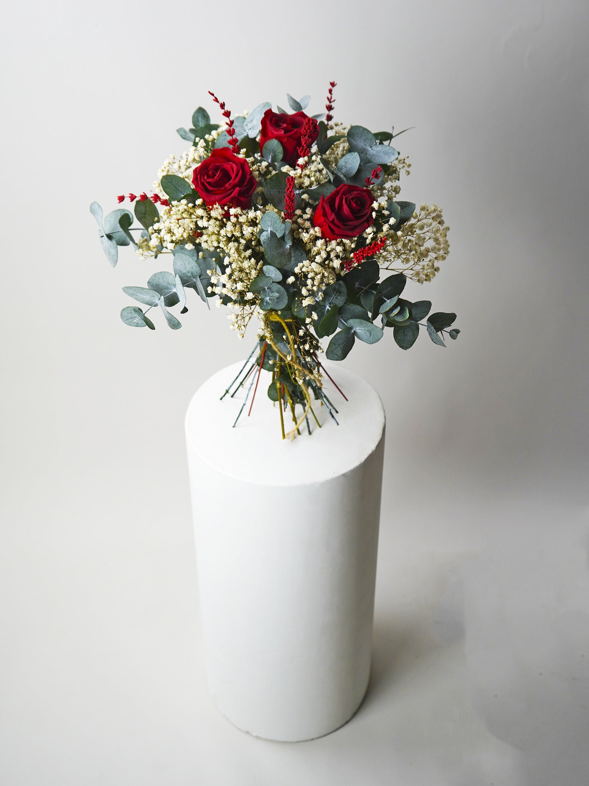 Ramo 3 Rosas Rojas Eternas - Flores Secas Y Preservadas