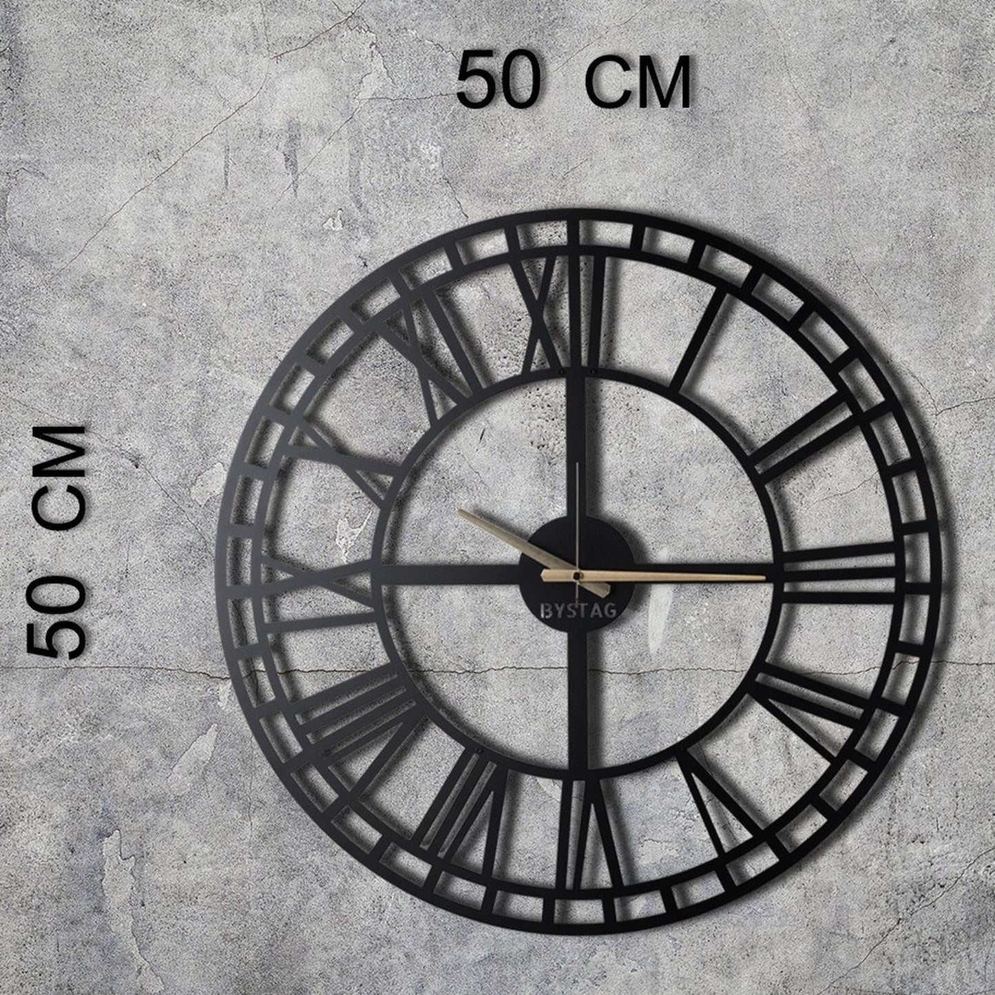 Reloj De Pared Metal Números Romanos 50x50_5