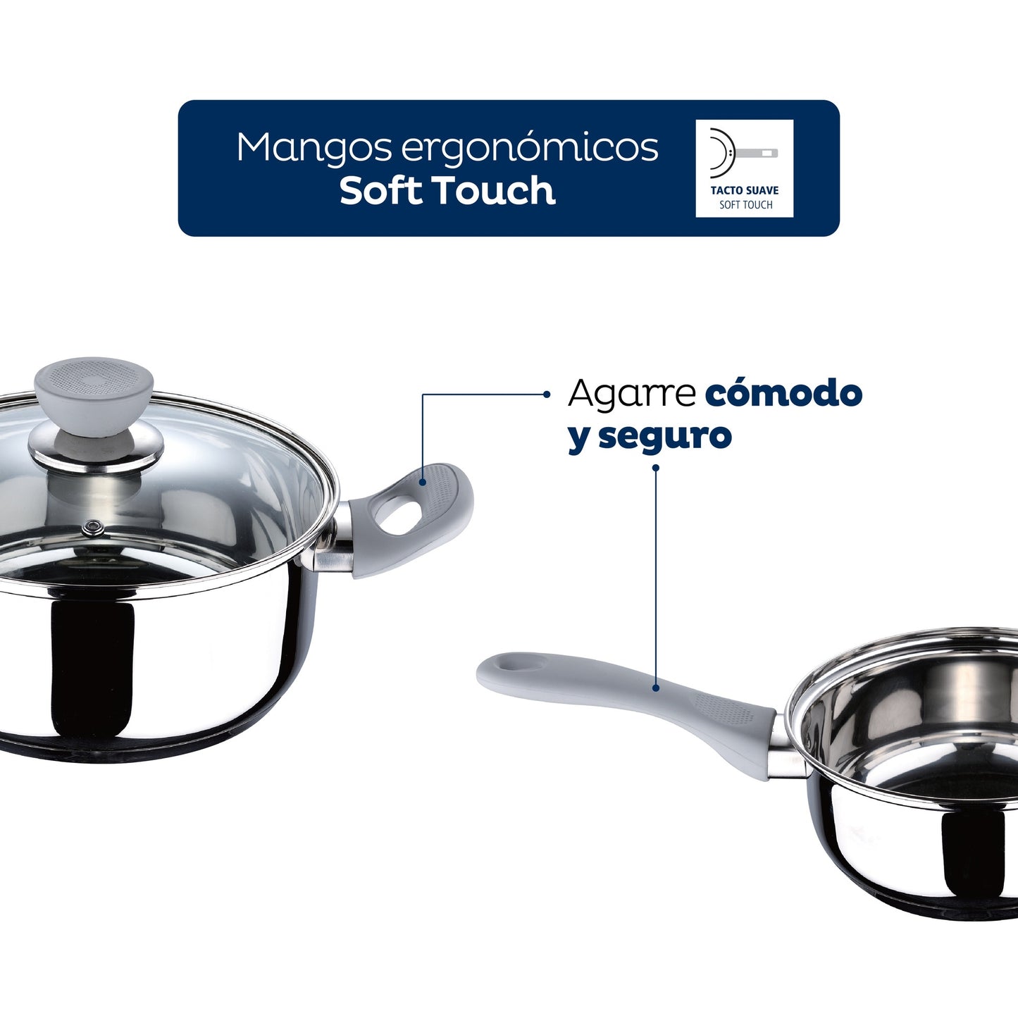 Set 5pc Bateria Cocina Acero Inox Ind Gris Alexia