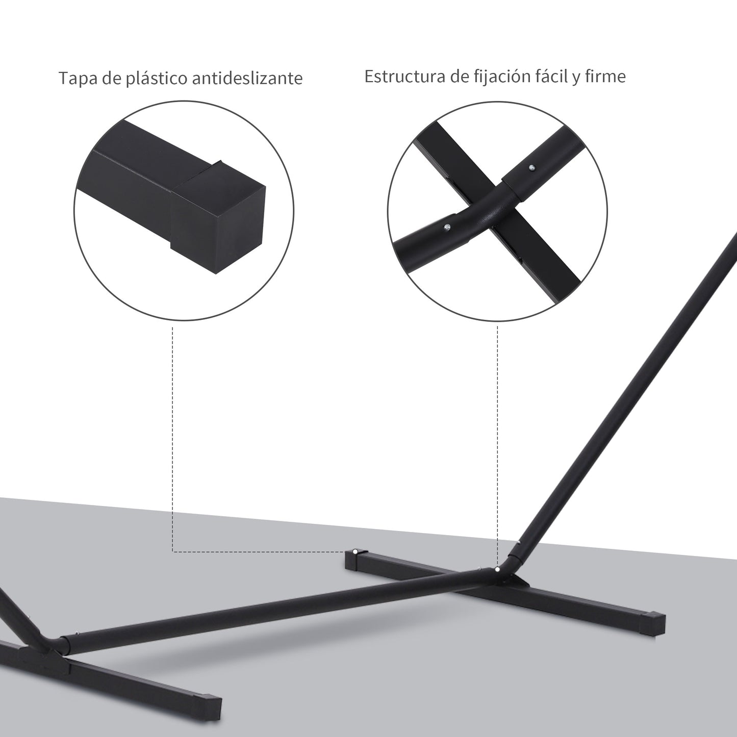 Outsunny Soporte Para Hamaca De Metal Carga 120 Kg Para Jardín 360x92x112 Cm_5