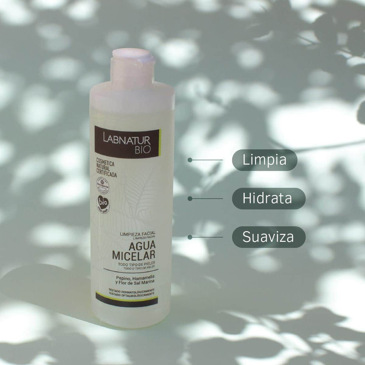 Agua Micelar Facial Labnatur Bio 250 ml | Limpia y Desmaquilla | Aloe Vera, Pepino y Hamamelis | Piel Sensible_2