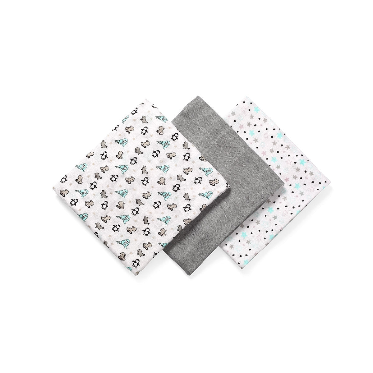 Pack 3 Muselinas Bambú Organico 70x70 Cm Mint