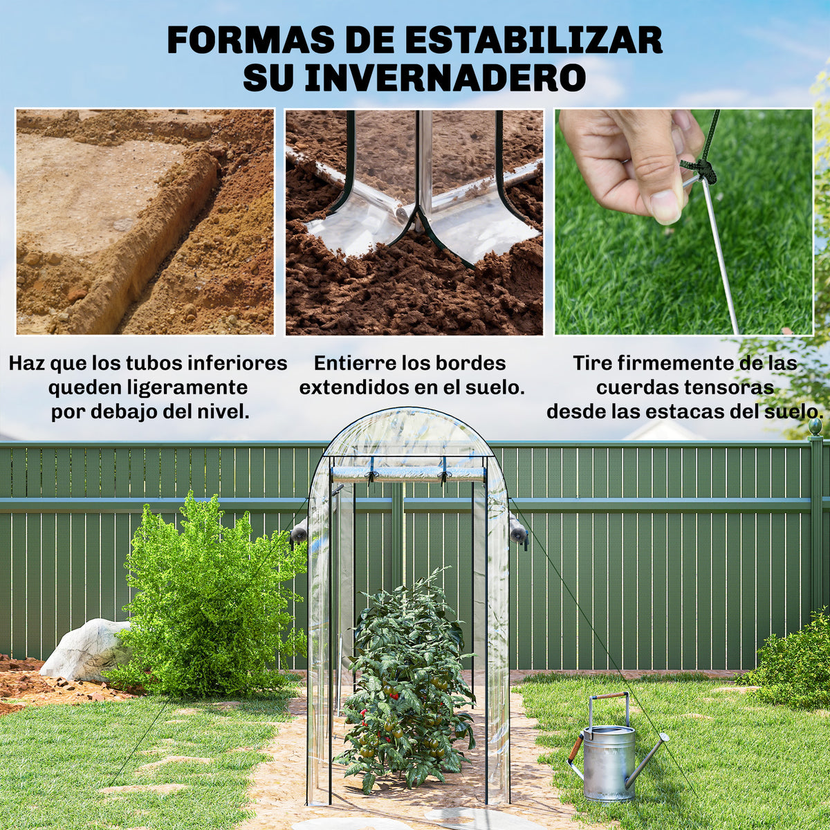 Outsunny Invernadero De Túnel 3x1x2 M Con 8 Puertas Enrollables Transparente_5