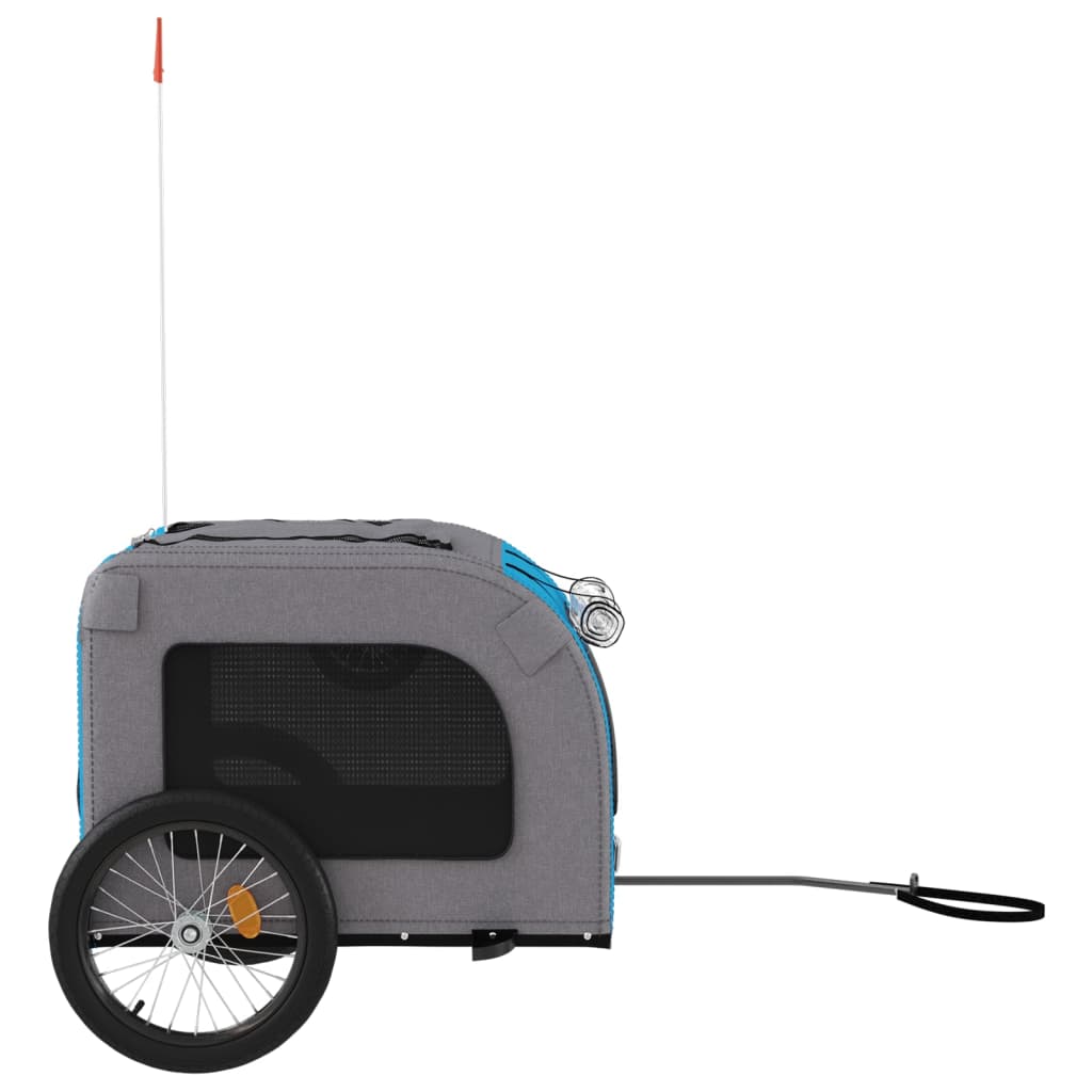 Remolque De Bicicleta Mascotas Hierro Tela Oxford Azul Gris_5