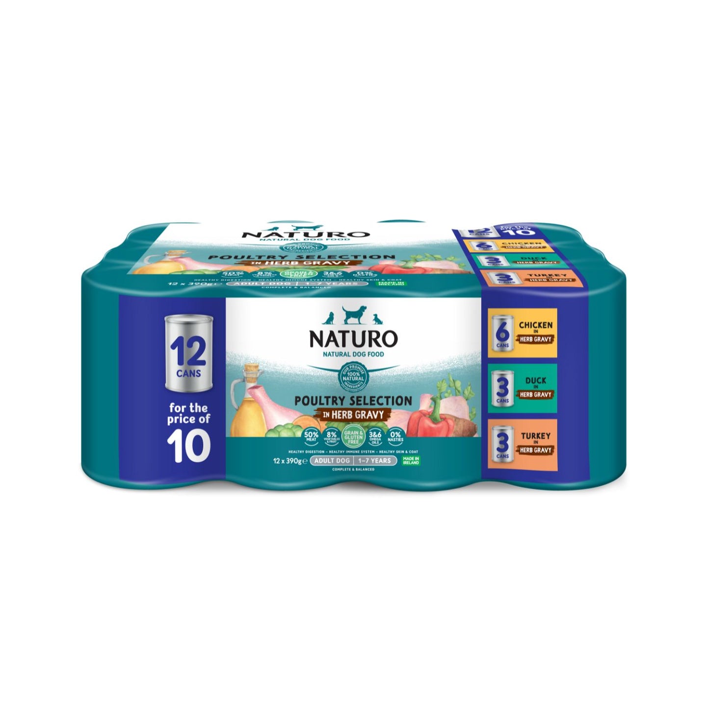 Multipack De 12 Latas De Comida Para Perro Naturo De Sabores Variados En Salsa Vegetal 12x390gr_0