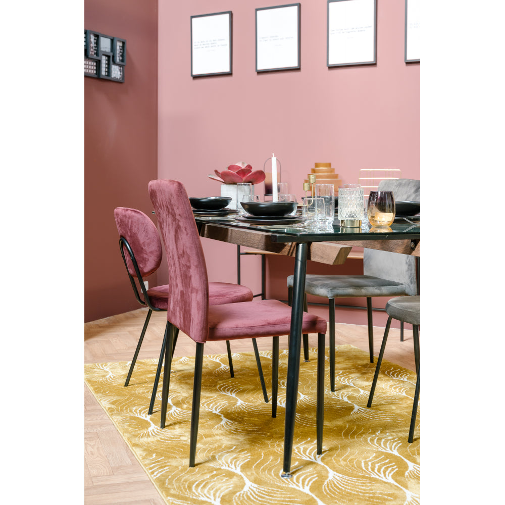 Juego De 4 Sillas De Comedor De Terciopelo Burdeos - Rojo Industrial Pata De Metal 44x58x80cm- Muebles De Comedor_4