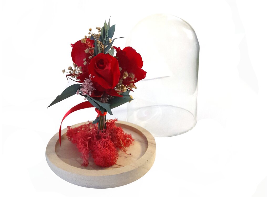 Cupula Cristal S 3 Rosas 16x12cm_0