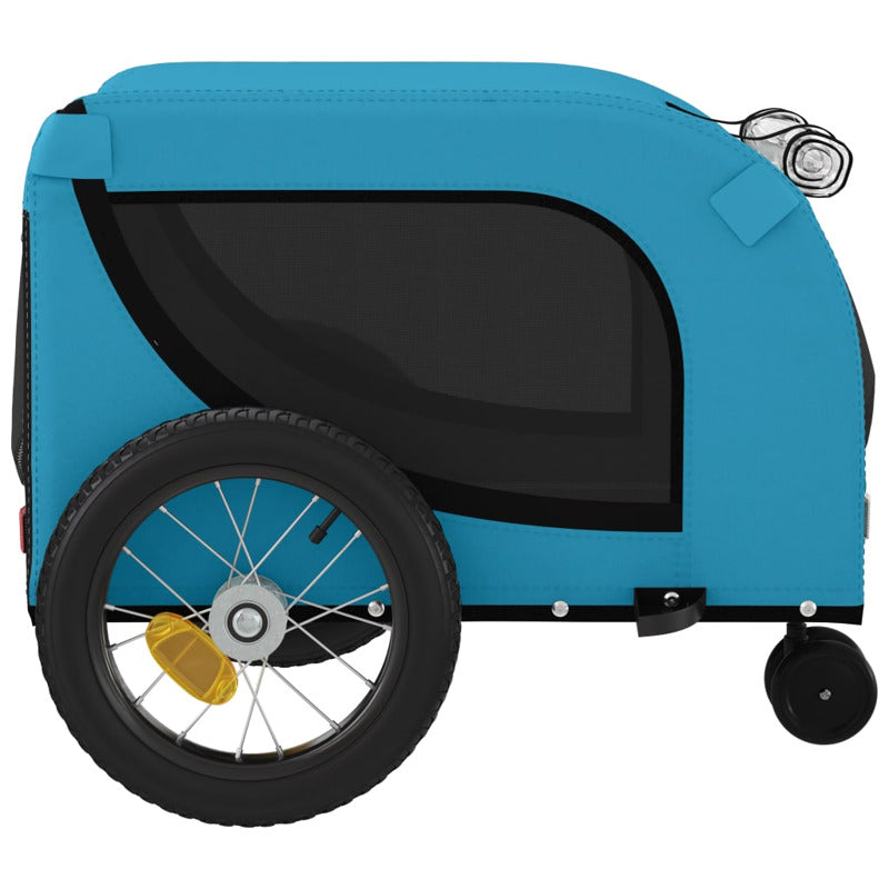Vidaxl Remolque De Bicicleta Mascotas Hierro Tela Oxford Azul Negro_5