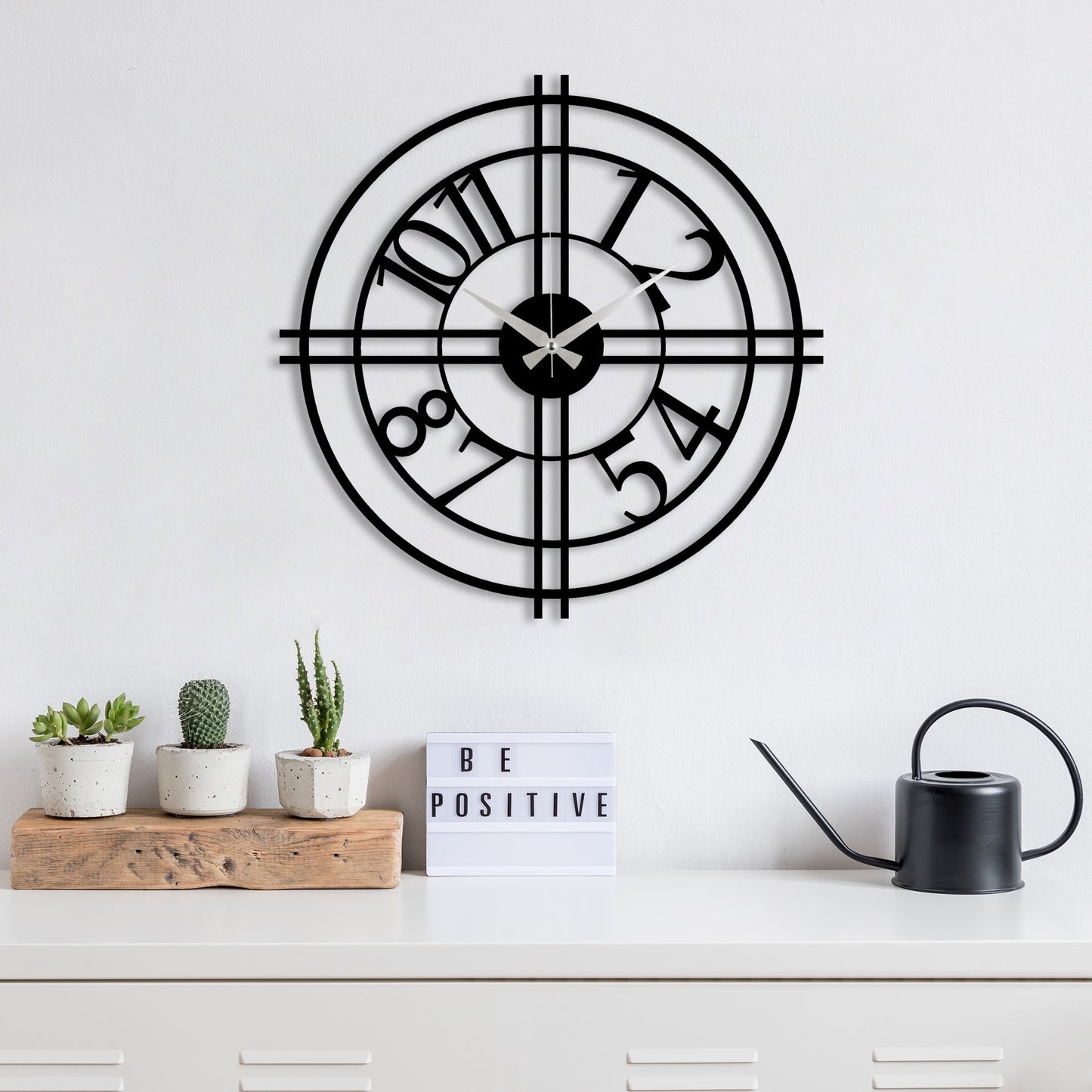 Reloj De Pared Circular Metal Estilo Cruz_3