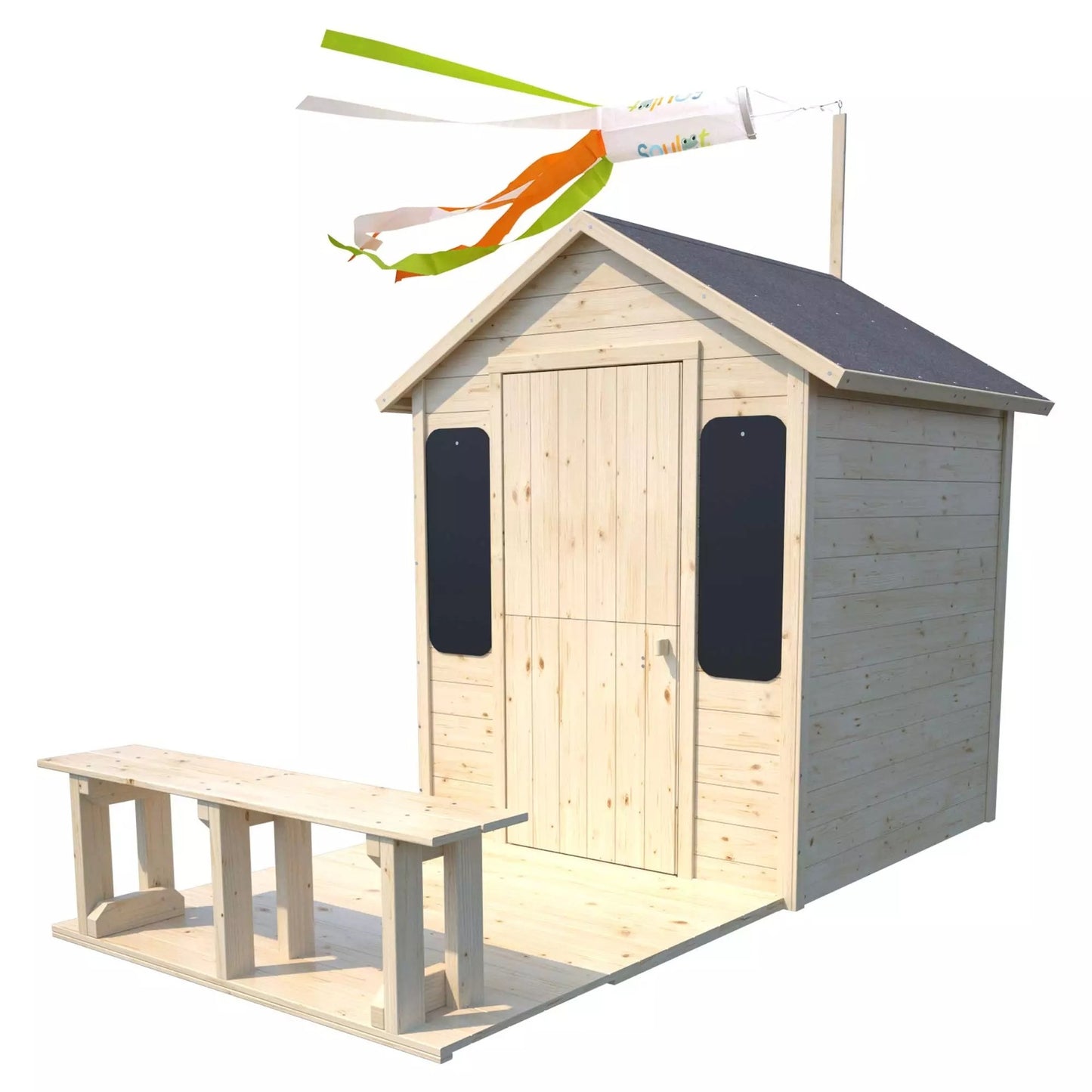 Casita infantil de madera con terraza y banco Grace Soulet