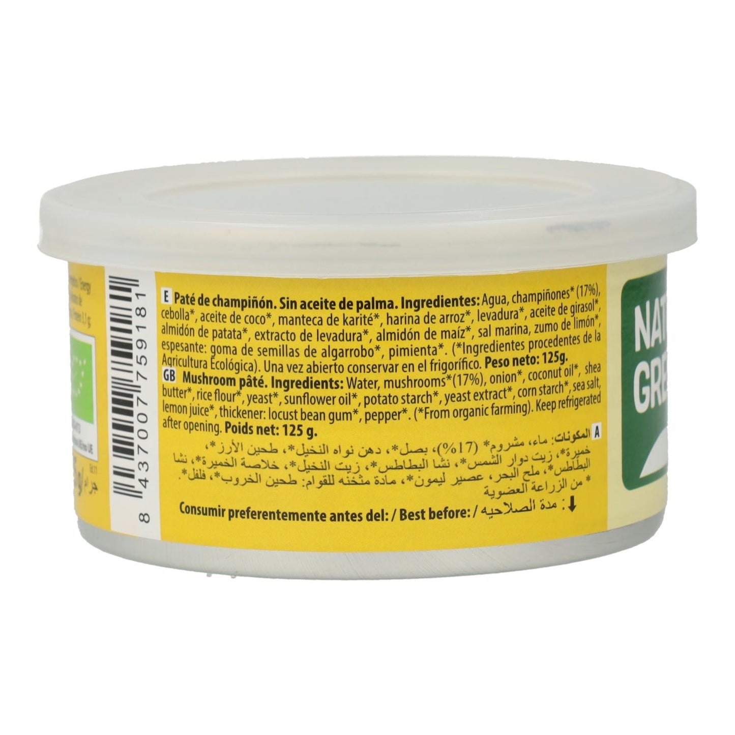 Paté Champiñón Bio Naturgreen 125 g