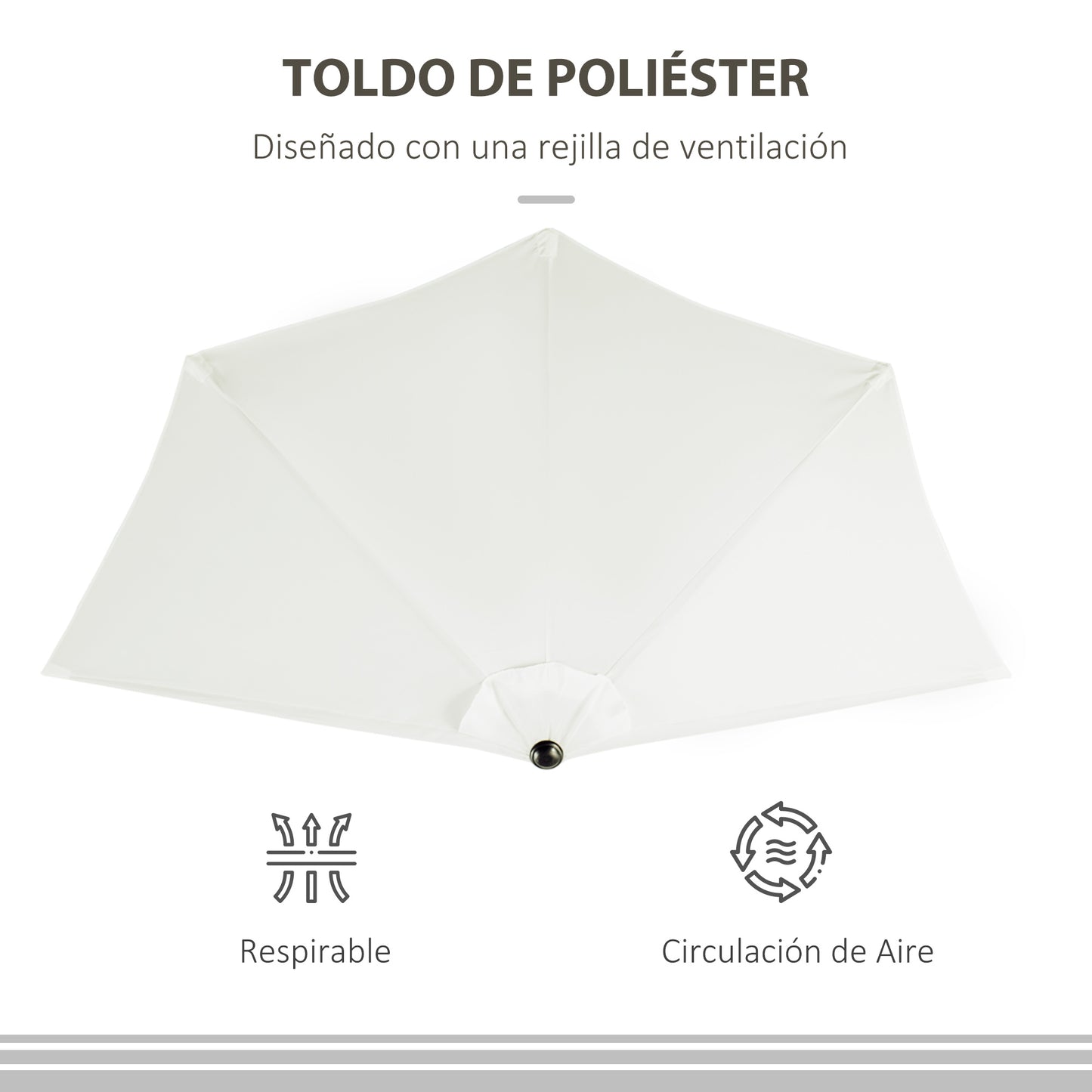 Outsunny Sombrilla Parasol Jardín Con Manivela Semicircular Exterior 269x138x236_5