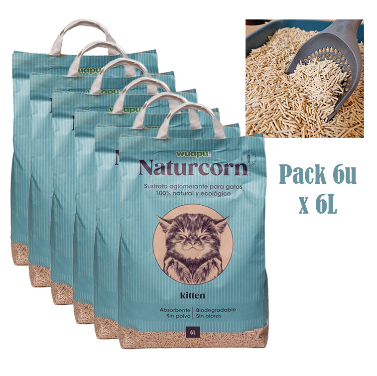 Sustrato Absorbente Wuapu Naturcorn Kitty En Mini Pelet Biodegradable Para Gato