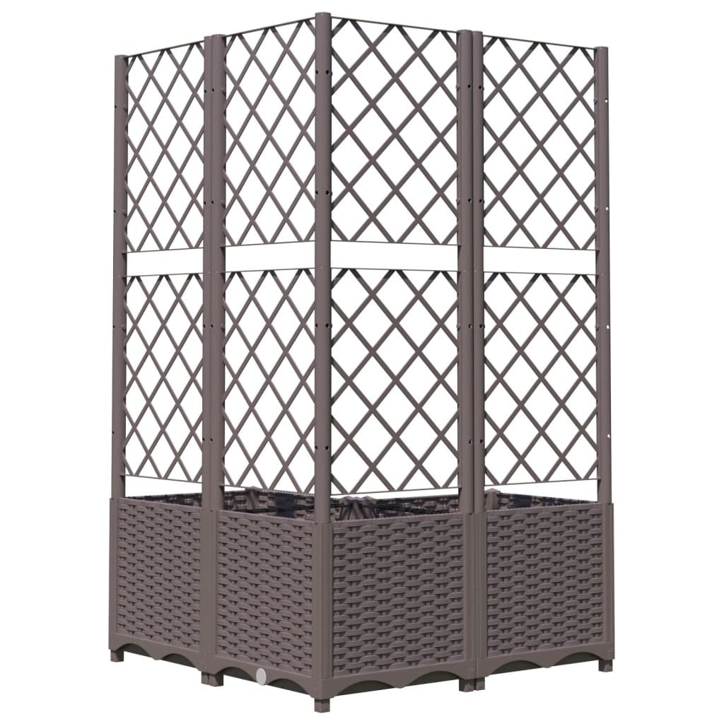 Jardinera Con Enrejado Pp Marrón 80x80x136 Cm_5