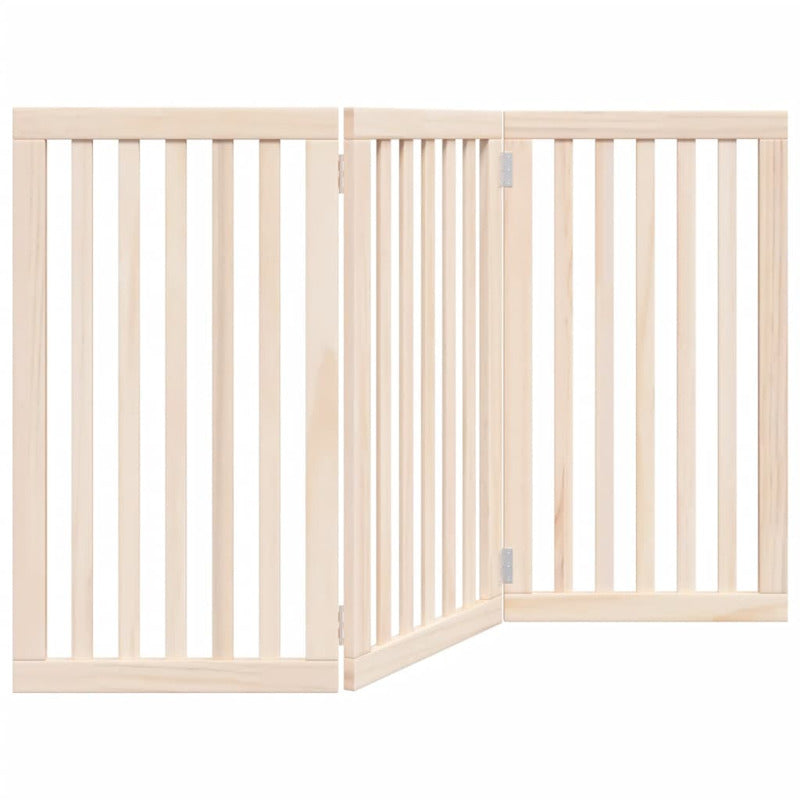 Vidaxl Puerta Para Perros Plegable De 3 Paneles, 150 Cm, Madera De Álamo_5