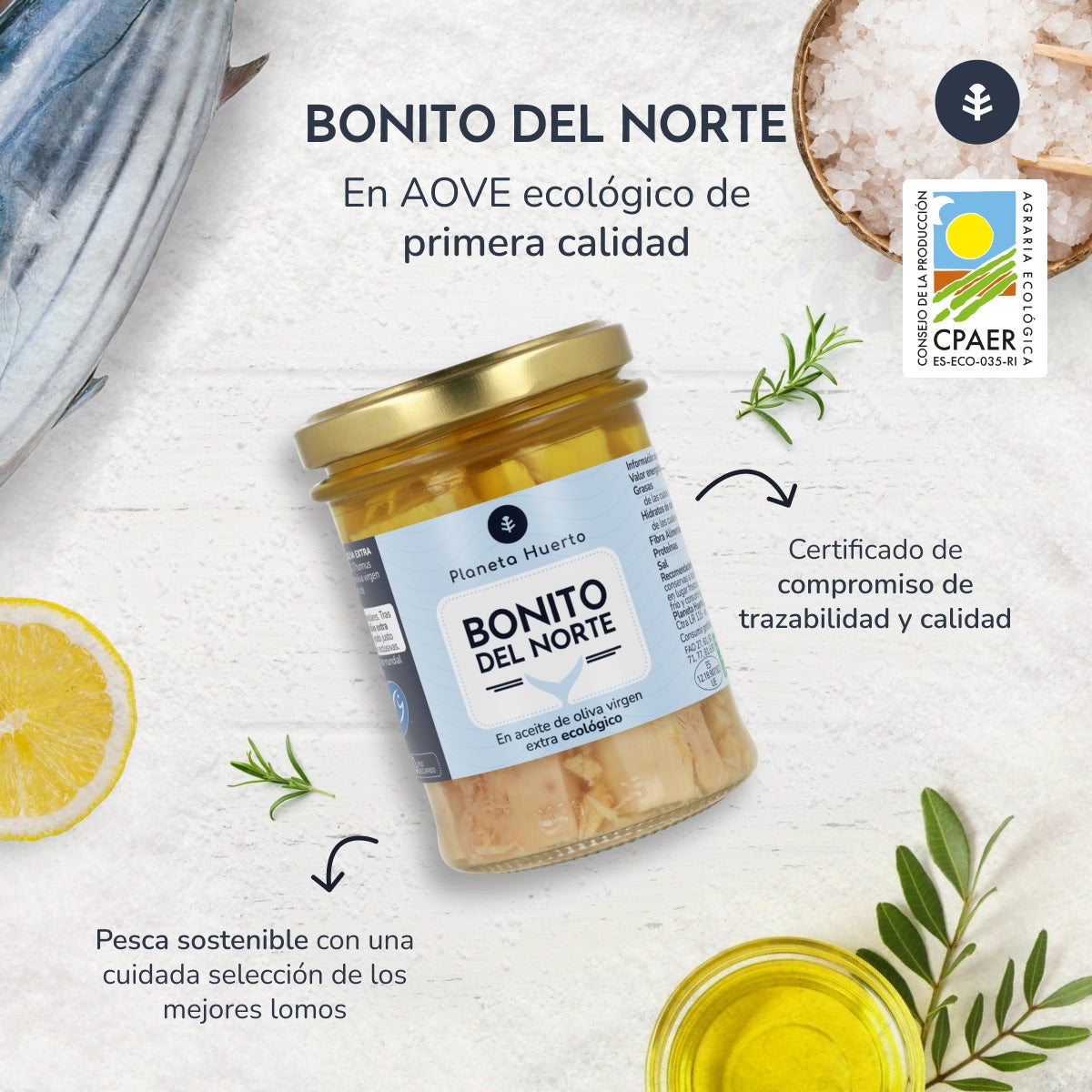 Bonito del Norte en aceite de oliva ECO Planeta Huerto 200 g
