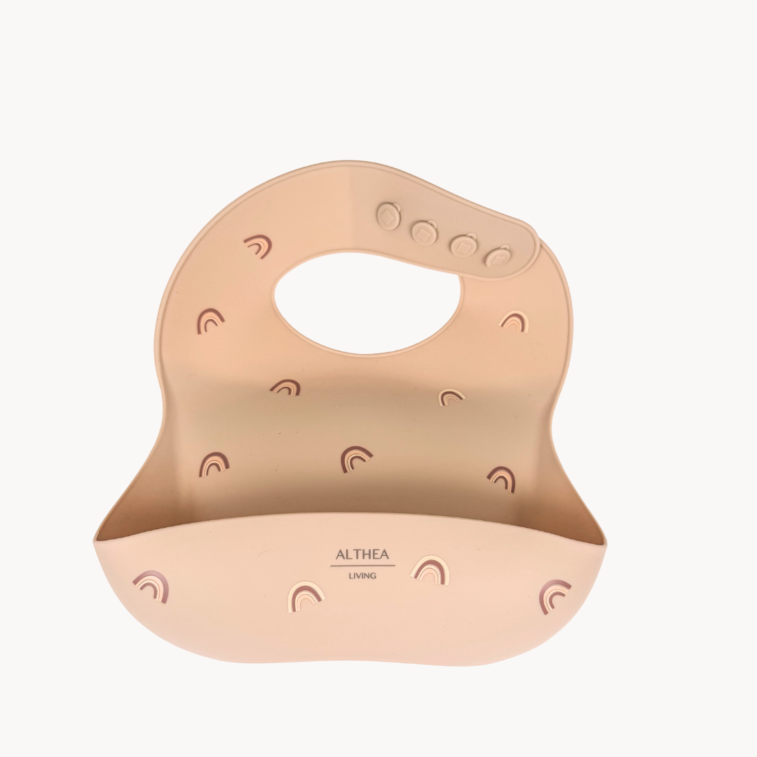 Baberos Impermeables - 2 Piezas - Beige / Rosa Profundo.