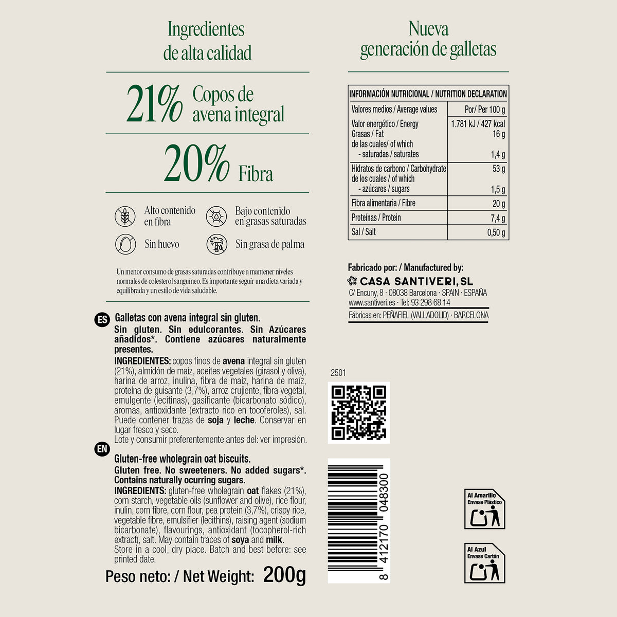 Galletas original triple zero Santiveri