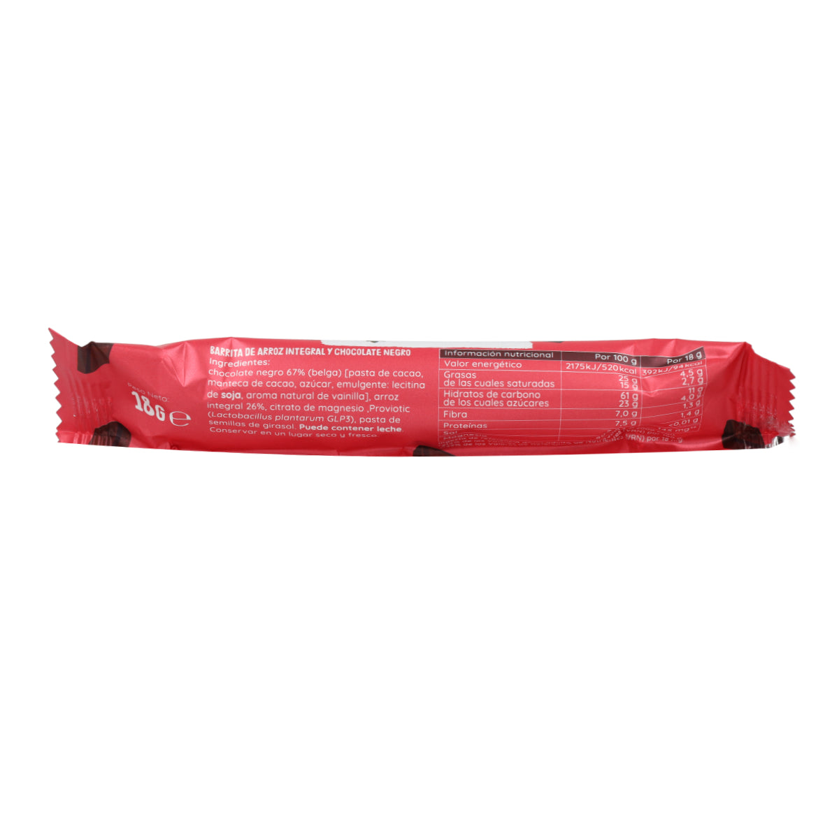 Barrita arroz chocolate negro sin gluten Naturcesta 18 g