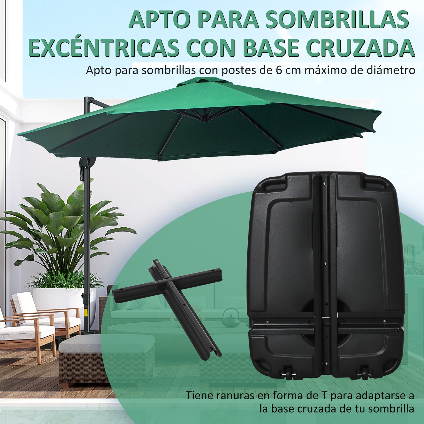 Outsunny Conjunto De Sombrilla Incluye 1 Sombrilla De Jardín Y 1 Base_5