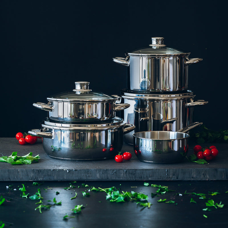 Cacerola 20CM Acero Inoxidable Sin Antiadherente Tapa Cristal Optima Monix