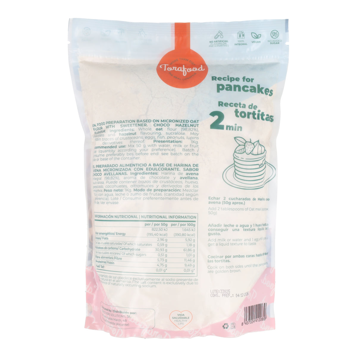 Harina De Avena Choco Avellana Torafood 1kg