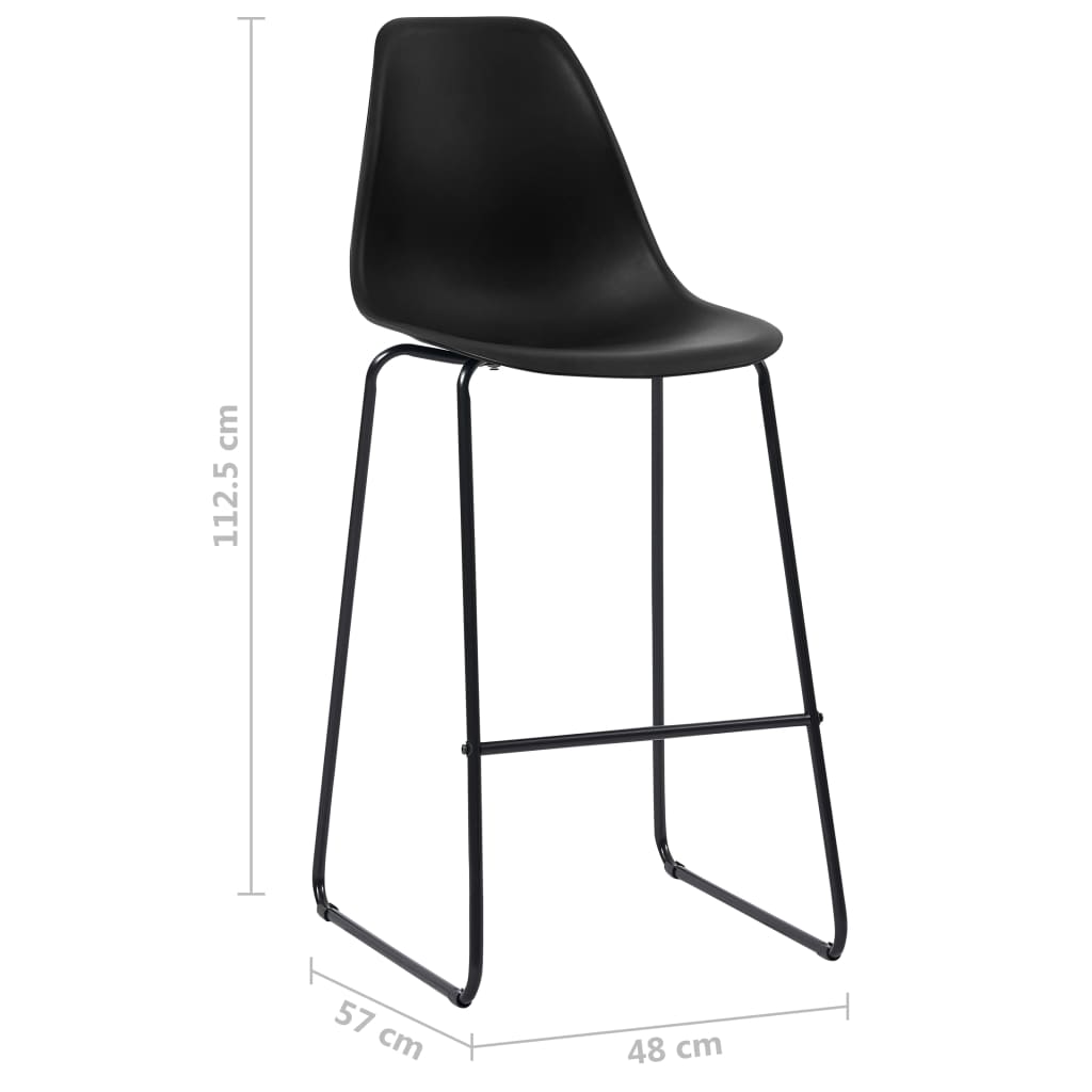 Taburetes De Cocina 6 Unidades Plástico Negro_5