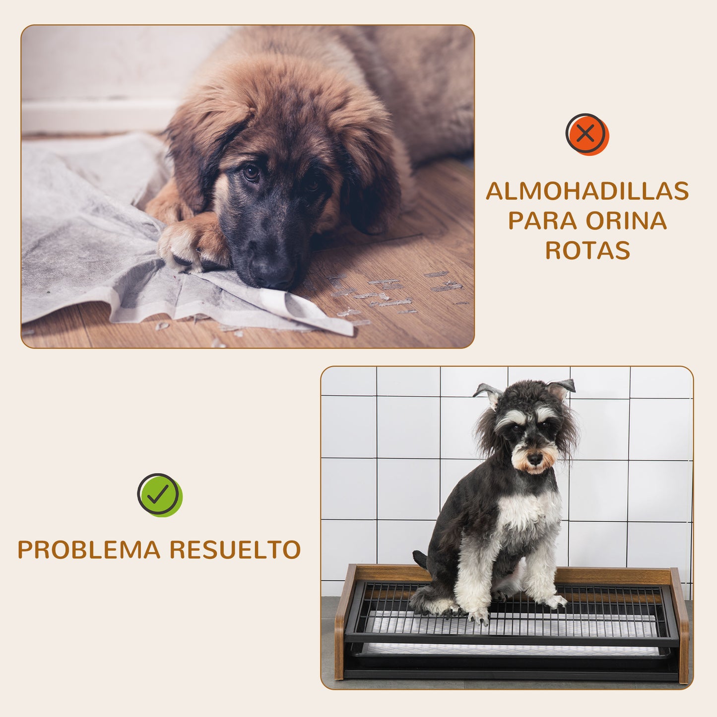 Pawhut Inodoro Perros Acero Madera Con Rejilla Y Bandeja Extraíble 62x44,5x11 Cm_5