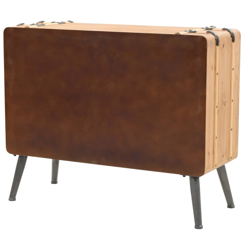 Cajonera De Madera Maciza De Abeto 91x35x73 Cm_3