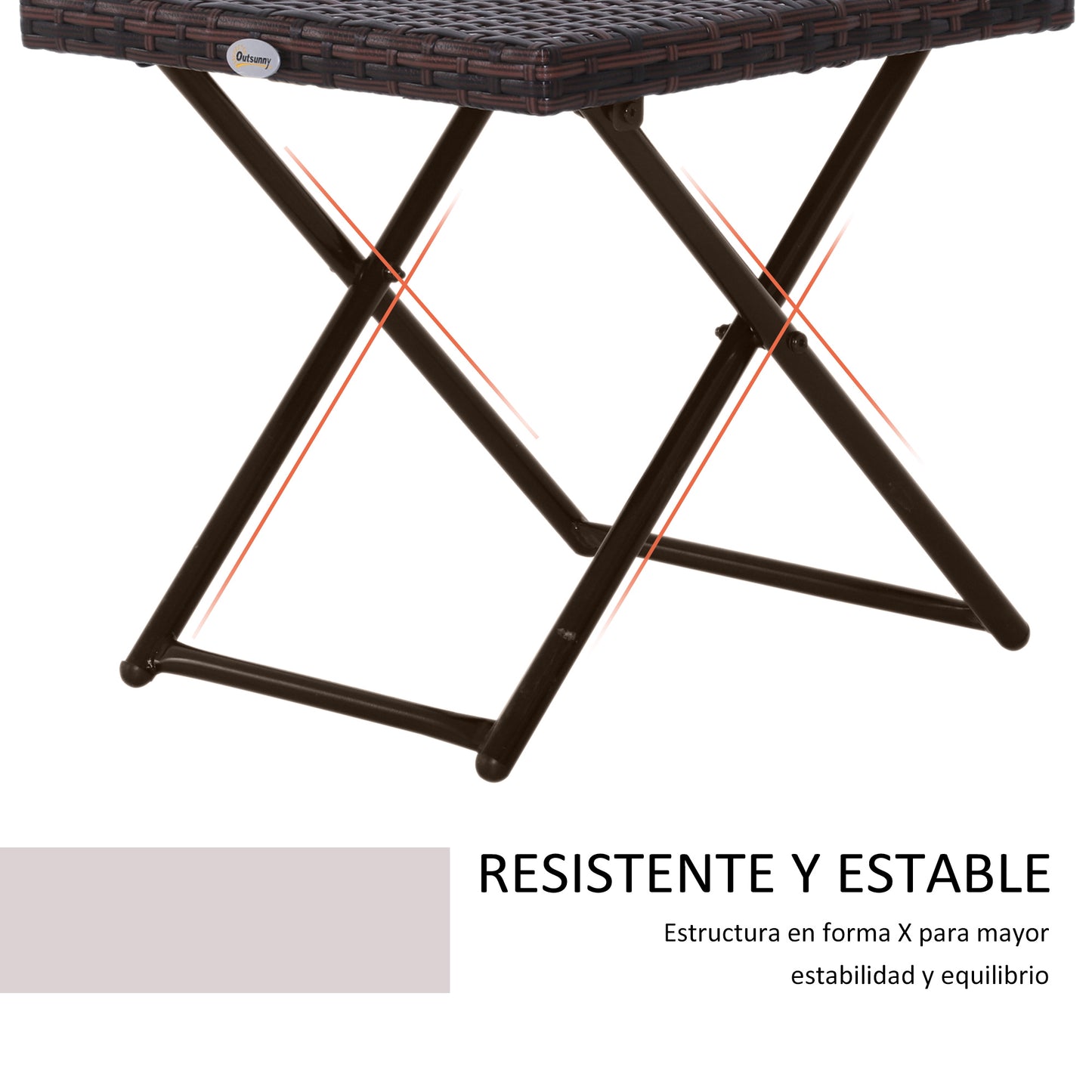 Outsunny Mesa Plegable Para Jardín Terraza Patio Ratán Y Acero Con Patas_5