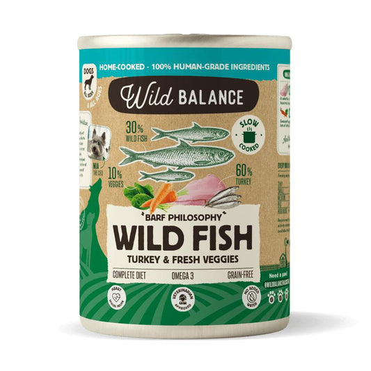 Lata de Pescado y Pavo BARF para perros Wild Balance 400 g