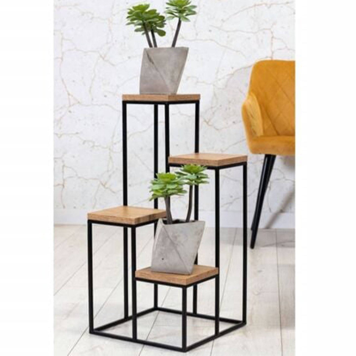 Well Home Estantería Florero De Metal Con 4 Estantes En Madera 34x34x76cm