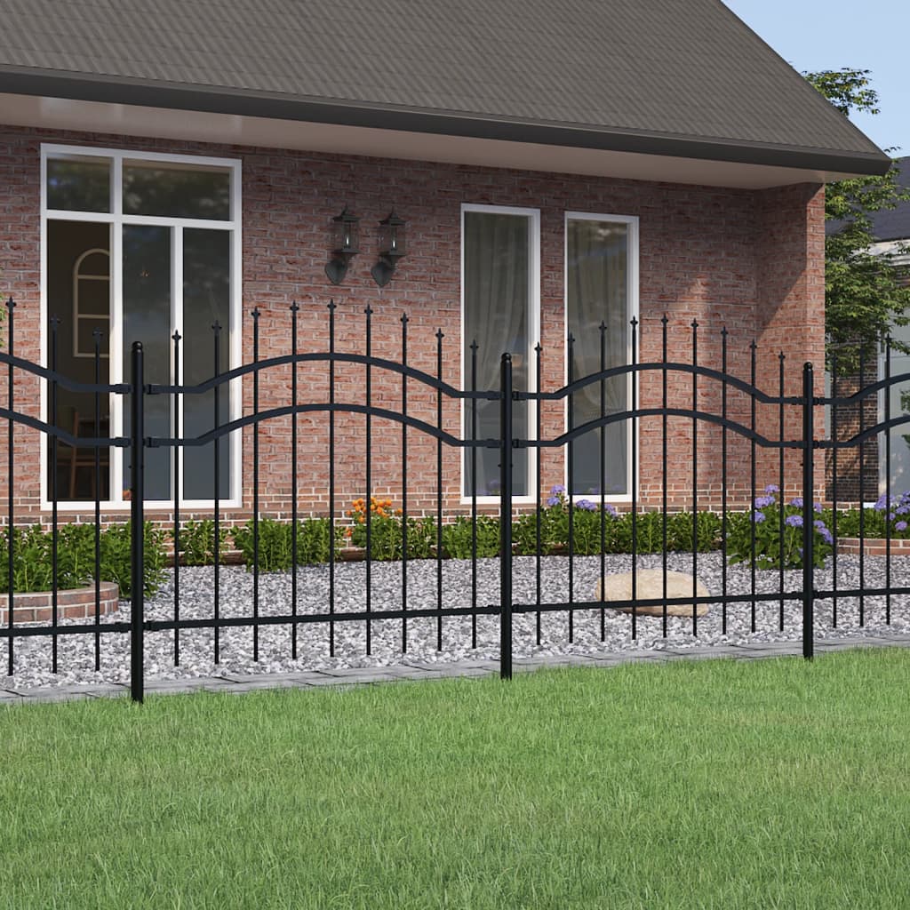 Valla De Jardín Con Punta De Lanza Acero Recubierto Negro 140cm / Vetonek_5