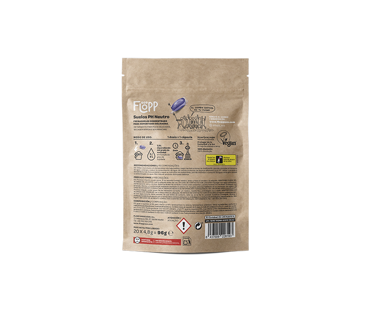 Pack 2 x Limpia suelos ECO Ph neutro doypack Flopp 20caps