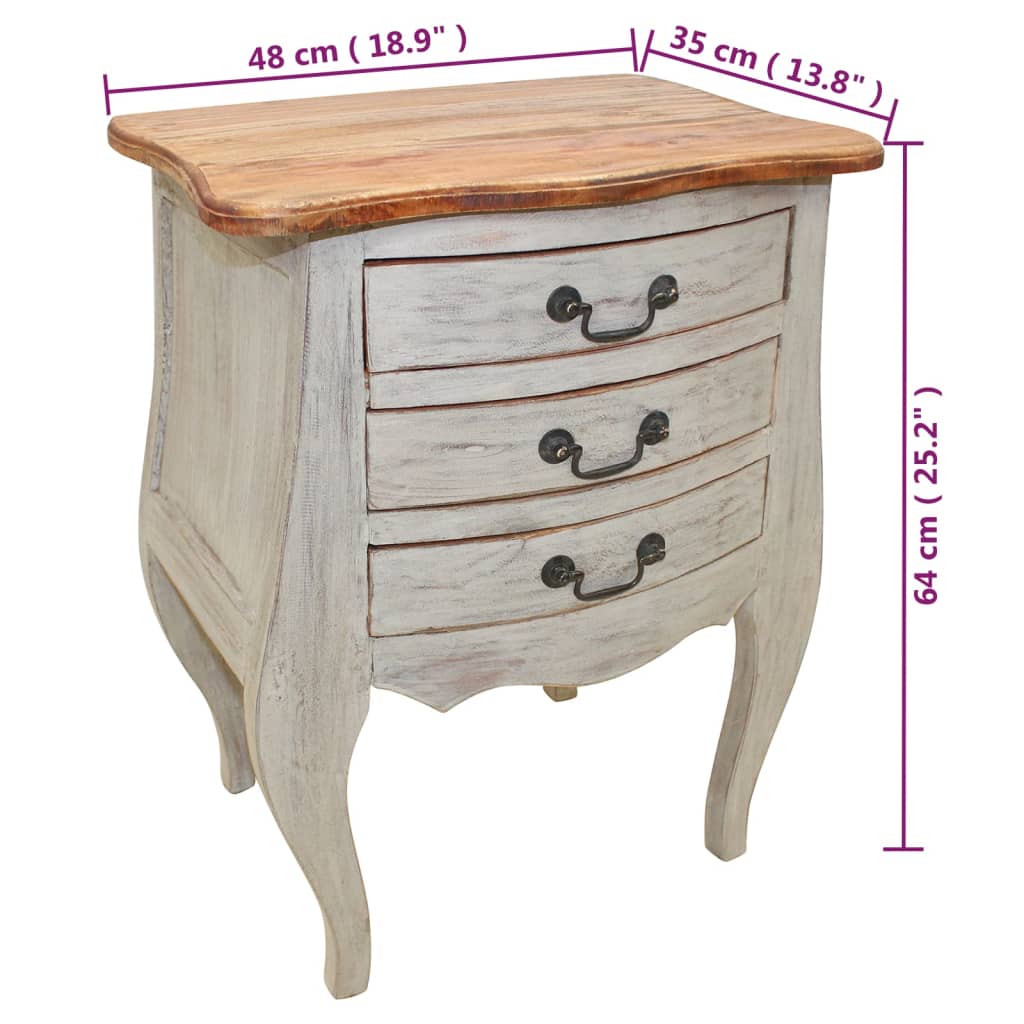 Mesita De Noche De Madera Maciza De Caoba 48x35x64 Cm_4