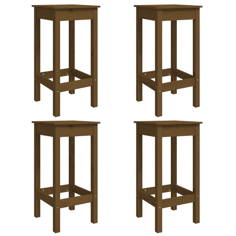 Vidaxl Mesa Y Taburetes Altos De Jardín 5 Pzas Madera Pino Marrón Miel_5