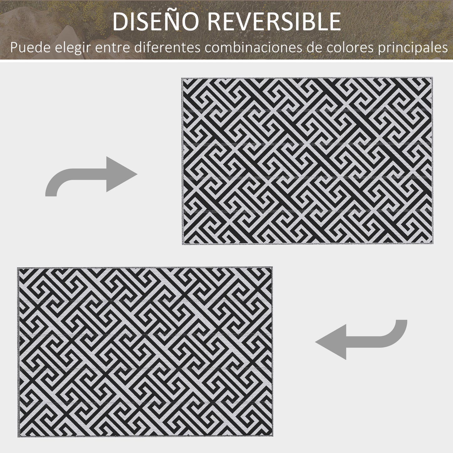 Outsunny Alfombra De Exterior Reversible 182x274 Cm Con Patrón Geométrico_5