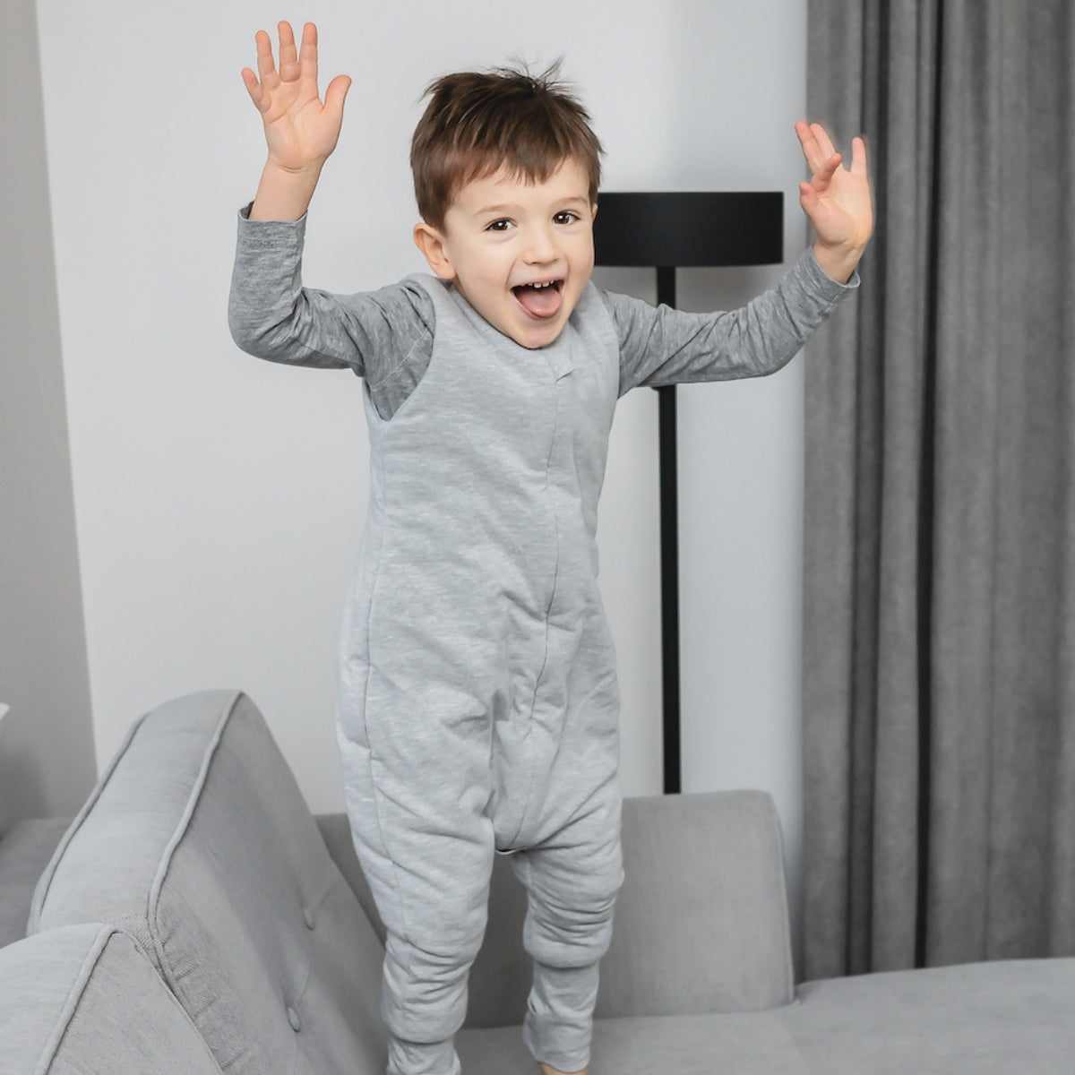 Saco De Dormir Con Pies Reversible T-m Jersey Algodón Melange Light-dark Grey