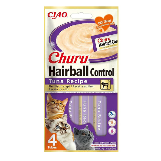 Churu Cat receta de atún Hairball Snack cremoso para gatos 4 x 14 g