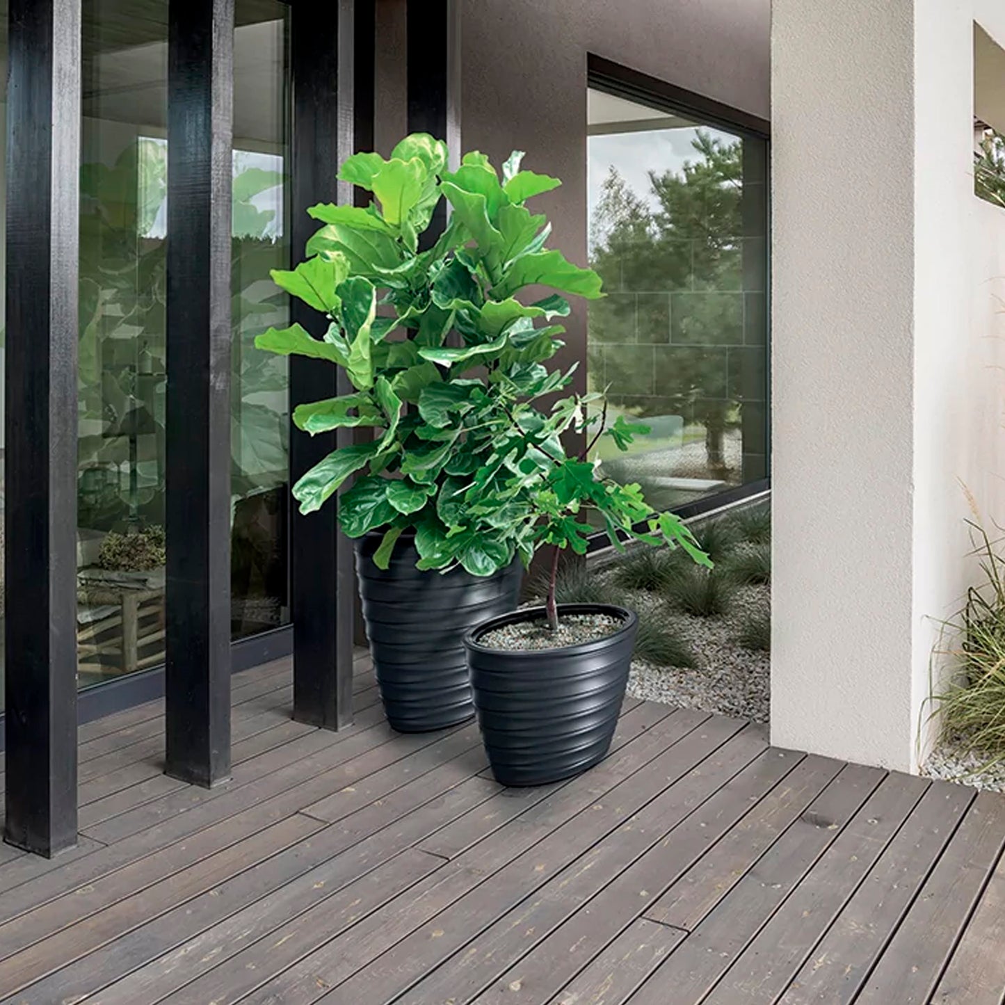 Maceta Freze - Oval 74l., Con Depósito, Dimensiones (mm) 593x393x585, Color Gris Claro_3