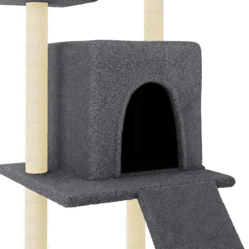 Vidaxl Rascador Para Gatos Con Postes De Sisal Gris Oscuro 110 Cm_5