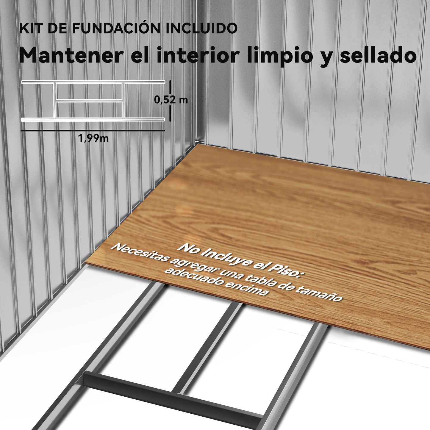 Outsunny Caseta De Jardín 213x130x185 Cm Con 2 Puertas Correderas Y 4 Ventanas_5