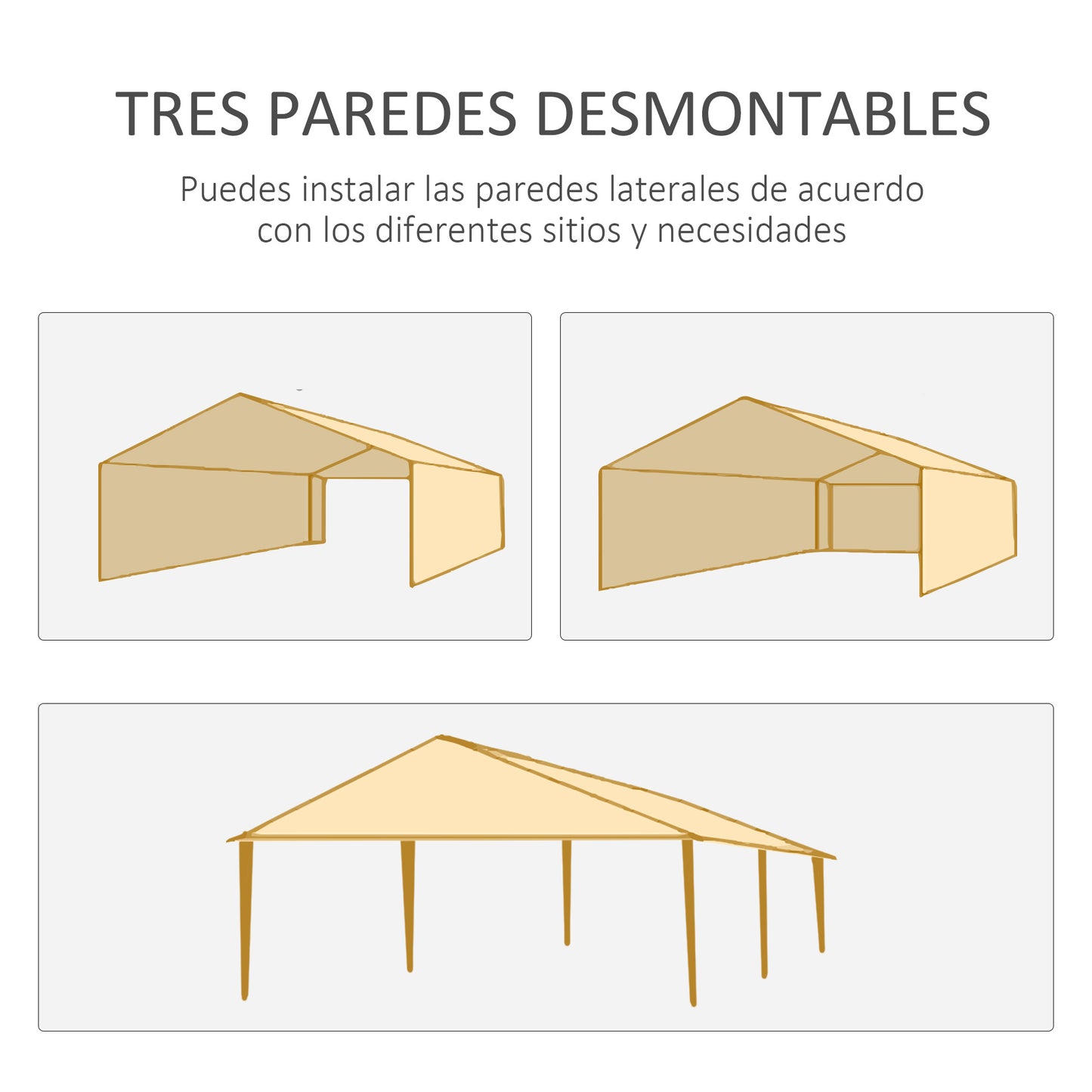 Outsunny Carpa De Jardín 6x3 M Con 4 Paredes Laterales 2 Ventanas Visibles Verde_5