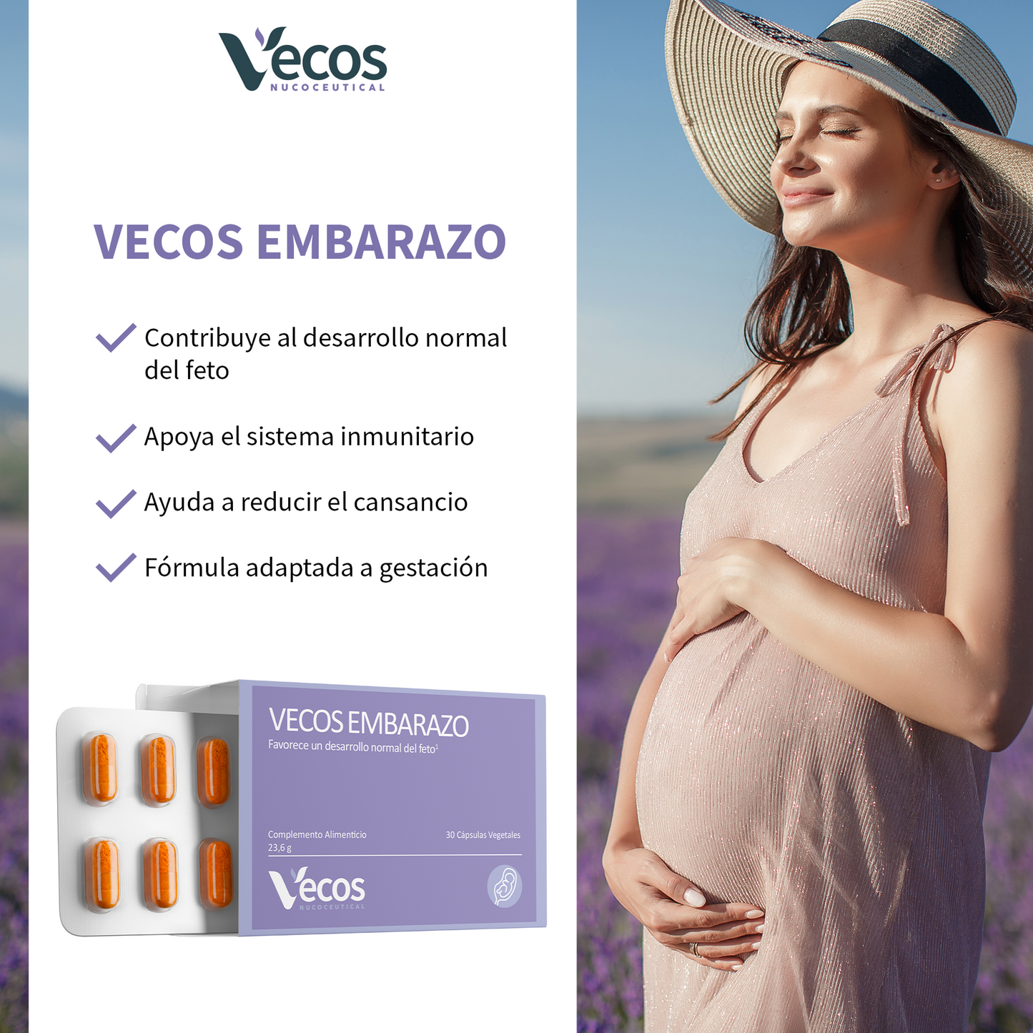 Vecos Embarazo Vecos 30 Cápsulas | Desarrollo Del Bebé | Dha + Folato + Yodo_3